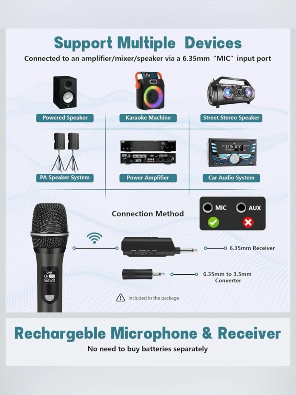 Wireless UHF Handheld Microphone Dual Pack - Black